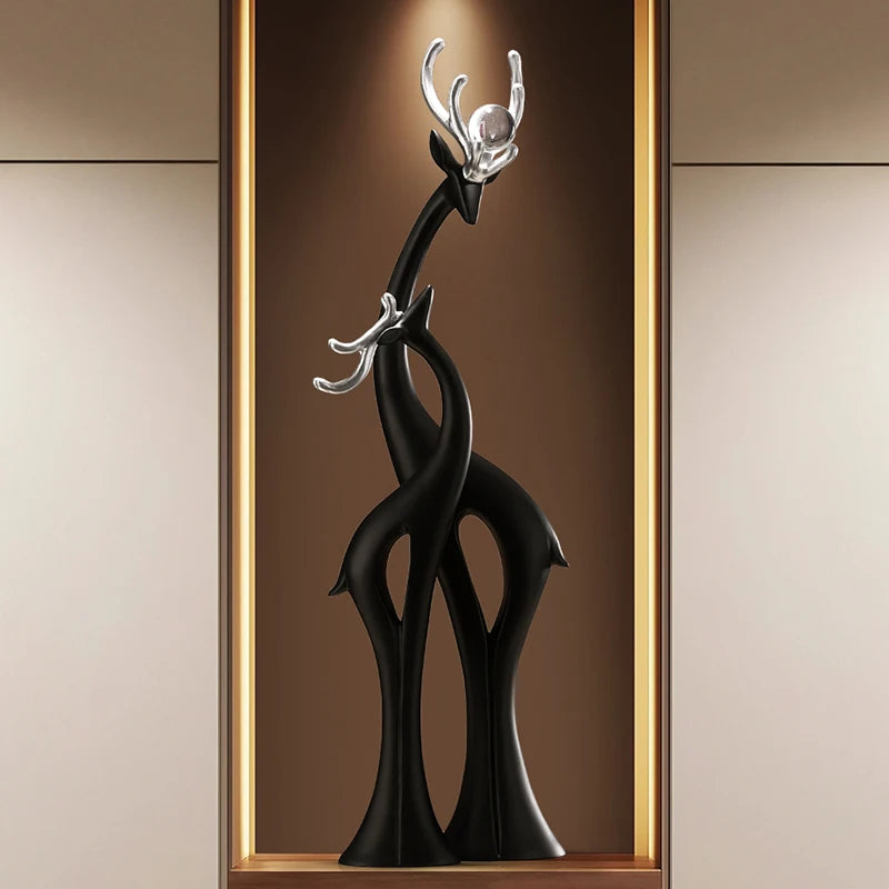 Modern MC THE BLACK DIAMOND deer figurine ornament for home decor, ideal for living rooms, desks, or wedding gift displays.