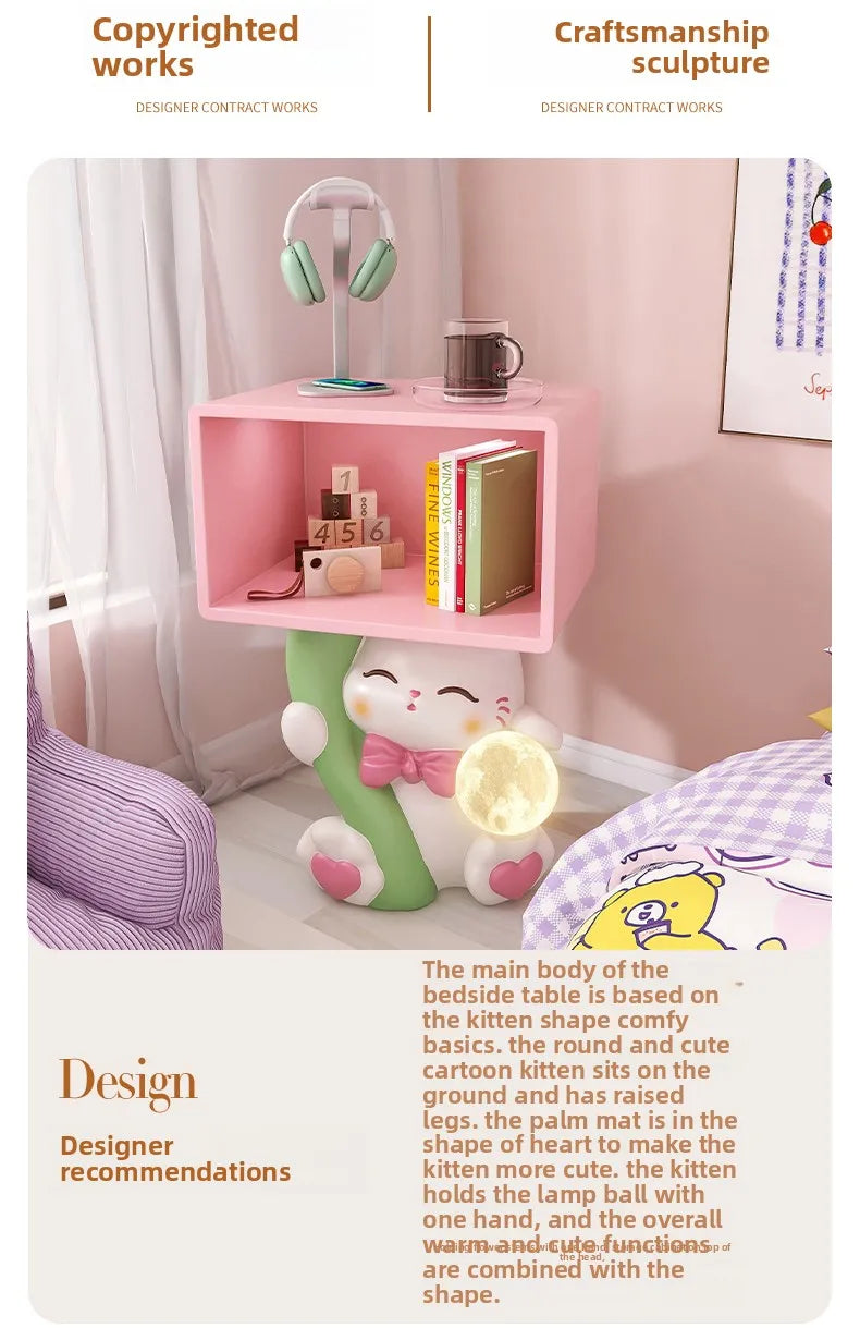 Cute cartoon cat figurine bedside table decor for nightstands by 𝕄𝕮 𝕋𝕙𝕖 𝔹𝕝𝕒𝕔𝕜 𝔻𝕚𝕒𝕞�