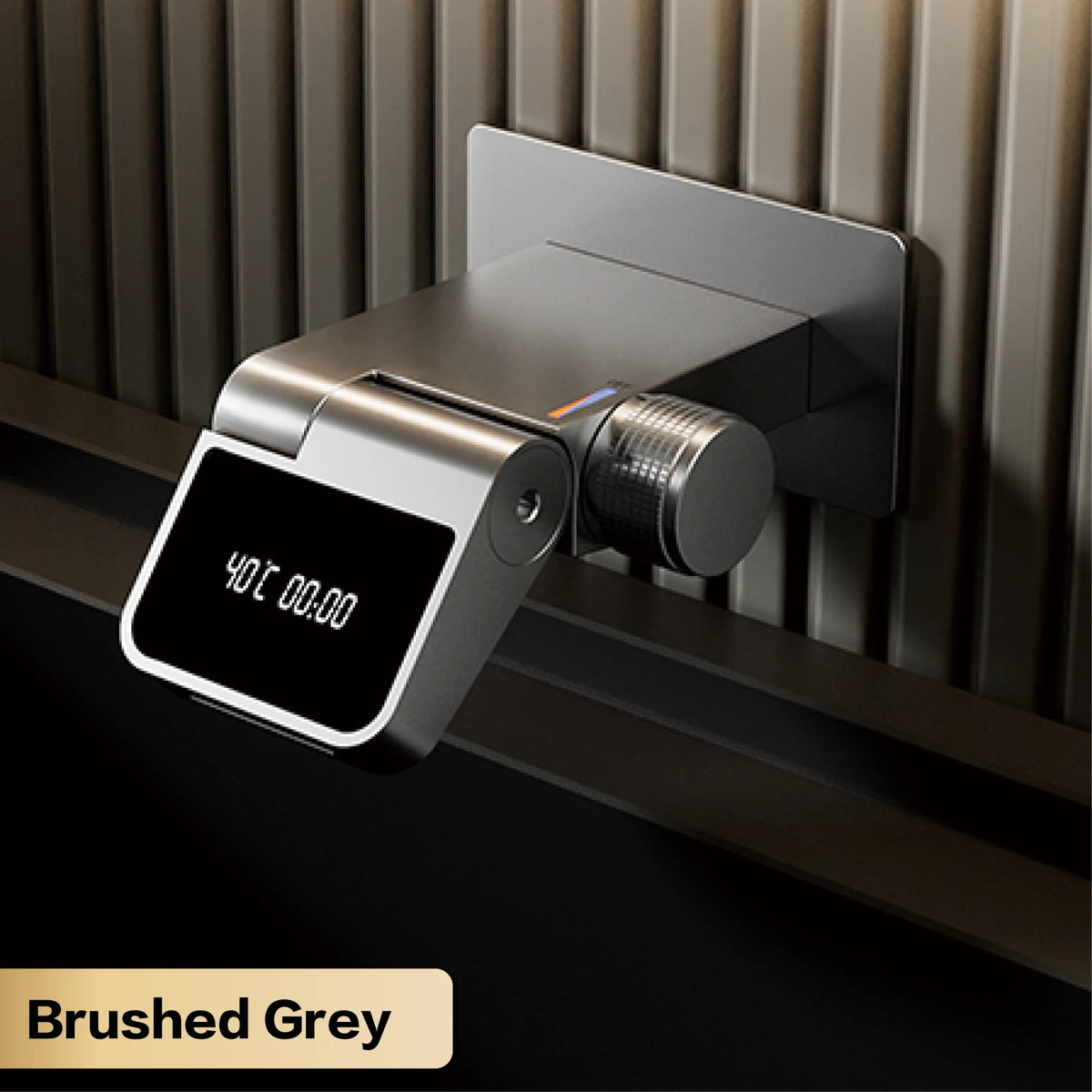 Luxury brass wall-mounted bathroom sink faucet with LED digital display, dual hot and cold controls, from 𝕄𝕔 𝕋𝕙𝕖 𝔹𝕝𝕒𝕔𝕜 𝔻𝕚�