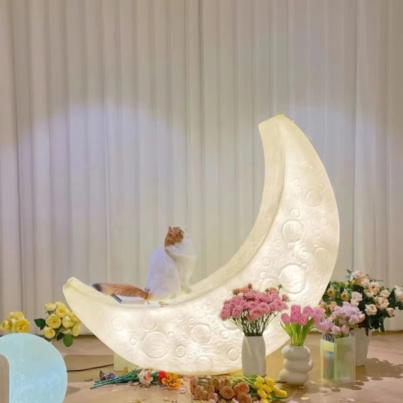 MC THE BLACK DIAMOND Moon Floor Lamp for home decor, featuring a modern moon-shaped design with a sleek black finish.