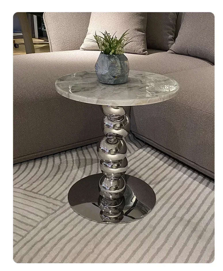 Nordic style natural marble sofa side table by MC THE BLACK DIAMOND, featuring a sleek, modern design for home decor.