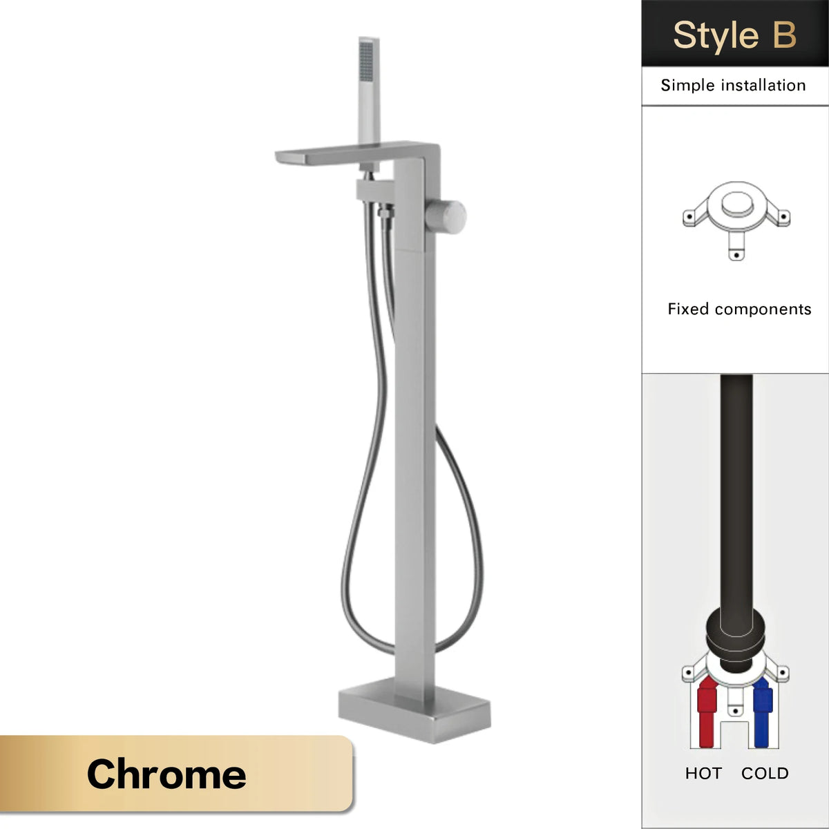 MC THE BLACK DIAMOND hot and cold water embedded bathtub mixer faucet with sleek design for bath and shower use.