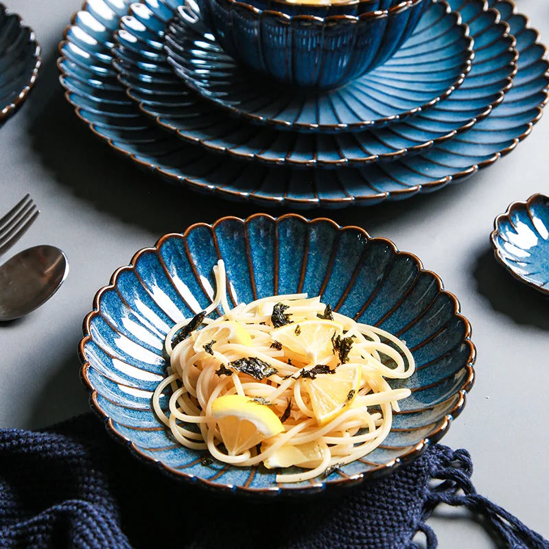 Western dinnerware set by MC THE BLACK DIAMOND featuring kiln-variable glaze tableware with elegant, handcrafted dinner plates and bowls.