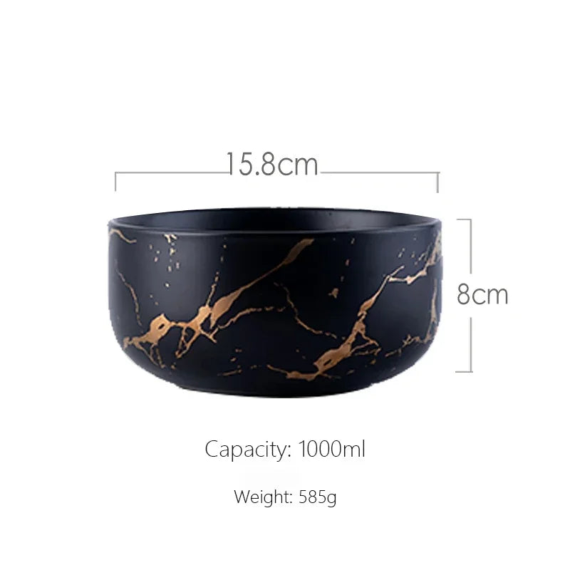 Ceramic bowl from MC THE BLACK DIAMOND home dinnerware set, featuring a sleek, round design perfect for serving meals or salads.