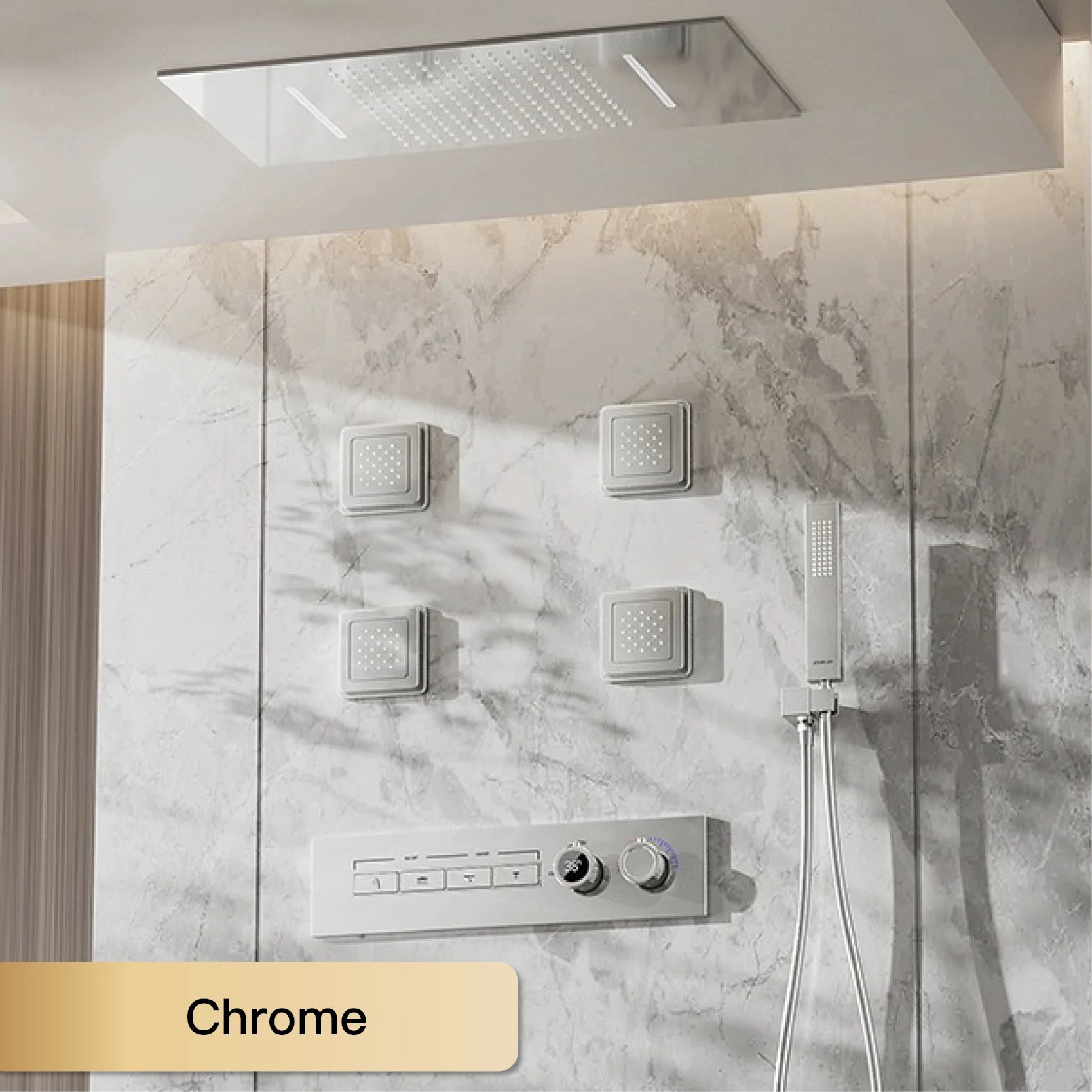 LED digital display MC THE BLACK DIAMOND bathroom shower faucet with dual hot and cold control and modern shower system design