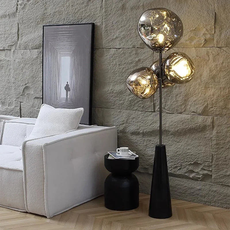 Elegant MC THE BLACK DIAMOND luxury-simplified floor lamp with a sleek, modern design and a tall, slender stand in a contemporary setting