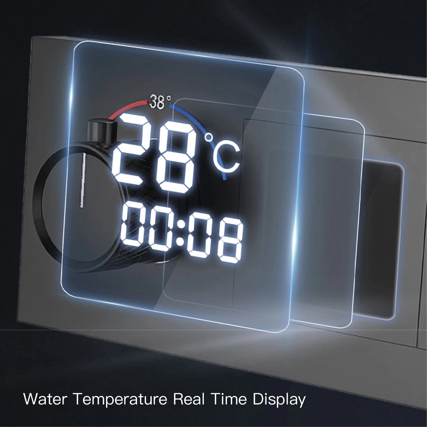 Luxury Brass Gunmetal LED Display Thermostatic Shower in MC THE BLACK DIAMOND bath and shower faucet collection, with sleek design and LED display