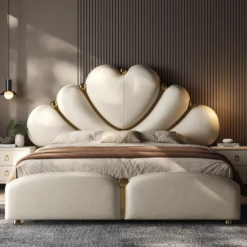 White waterproof Nordic aesthetic double bed headboard by MC THE BLACK DIAMOND, featuring a sleek European design for queen and king size beds.