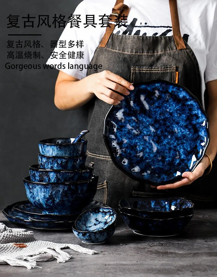 Creative kiln-change ceramic bowl and plate set by 𝕄𝕔 𝕋𝕙𝕖 𝔹𝕝𝕒𝕔𝕜 𝔻𝕚𝕒𝕞𝕠�