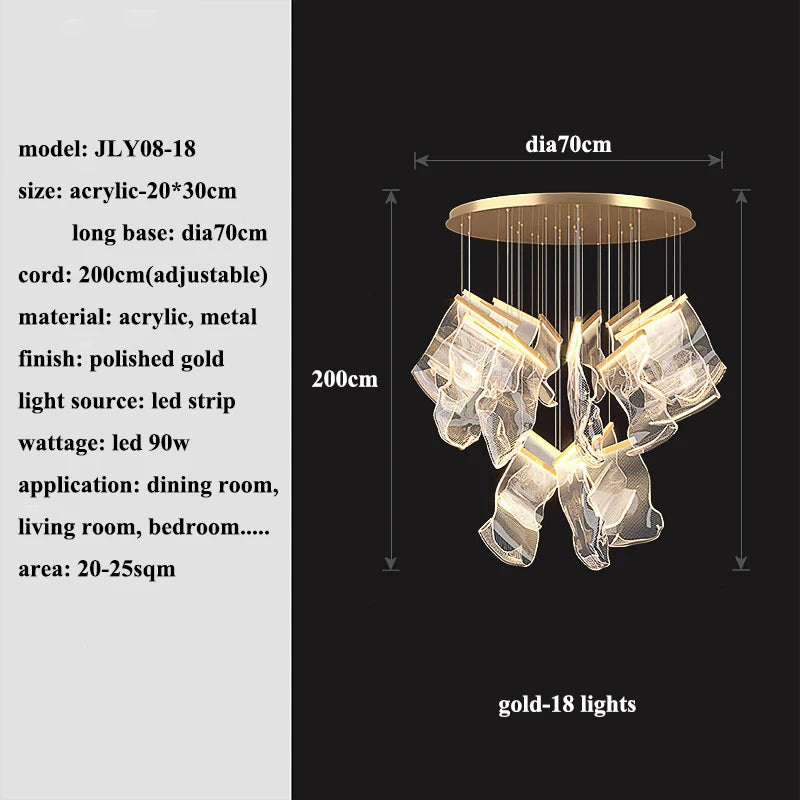 Modern MC THE BLACK DIAMOND LED chandelier with sleek lighting fixtures, perfect for living and dining room decor.