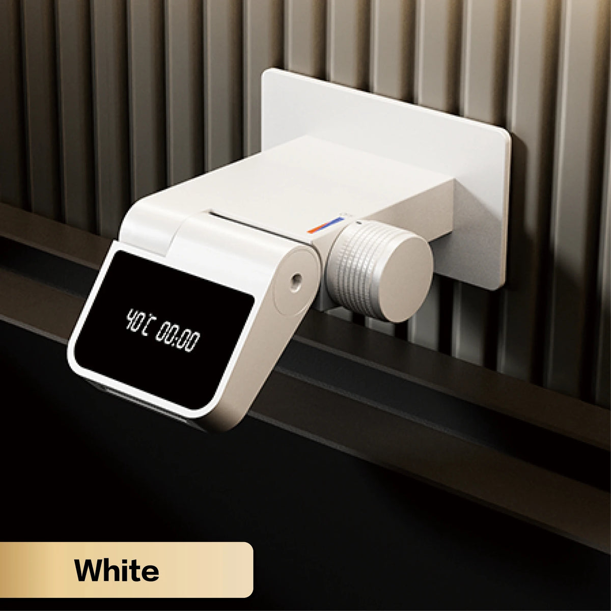 Luxury brass wall-mounted bathroom sink faucet with LED display, hot and cold dual control, white finish from 𝕄𝕔 𝕋𝕙𝕖 𝔹𝕝𝕒𝕔𝕜 𝔻𝕚