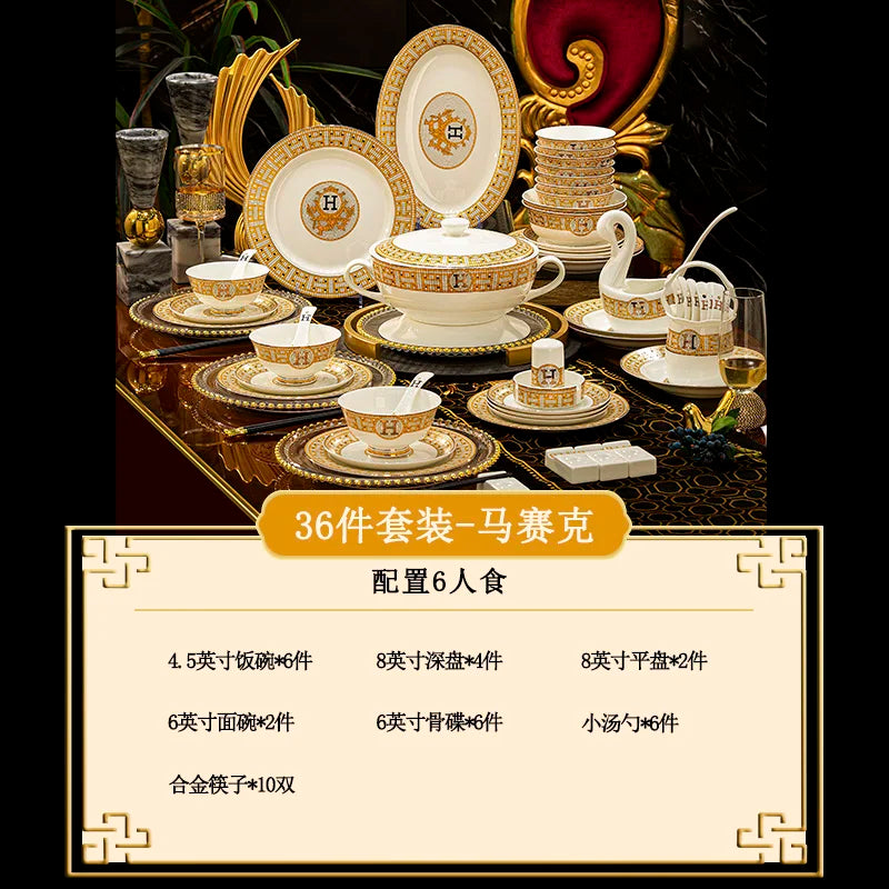 Bone china luxury dinnerware set by 𝕄𝕔 𝕋𝕙𝕖 𝔹𝕝𝕒𝕔𝕜 𝔻𝕚𝕒𝕞𝕠𝕟�