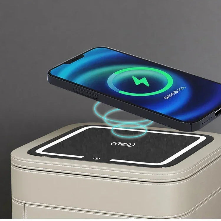 Modern MC THE BLACK DIAMOND makeup vanity with storage drawer, luxurious mirror, and elegant stool for beauty and makeup organization.