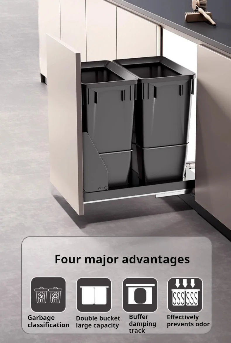 MC THE BLACK DIAMOND hidden trash can with lid, classified garbage bin for kitchen food waste disposal, compact and discreet.