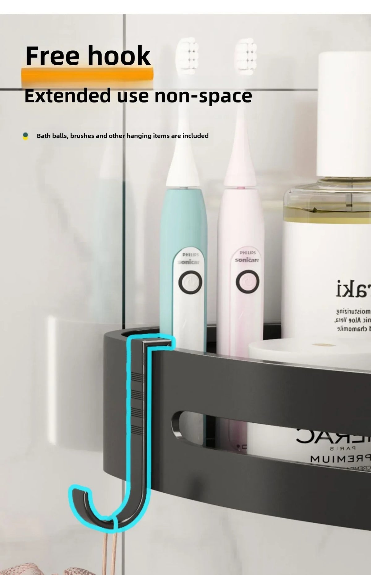 MC Diamond No-Drill Shower Caddy and bathroom organizer, sleek bath storage with multiple compartments, by 𝕄𝕔 𝕋𝕙𝕖 𝔹𝕝𝕒𝕔𝕜 𝔻�