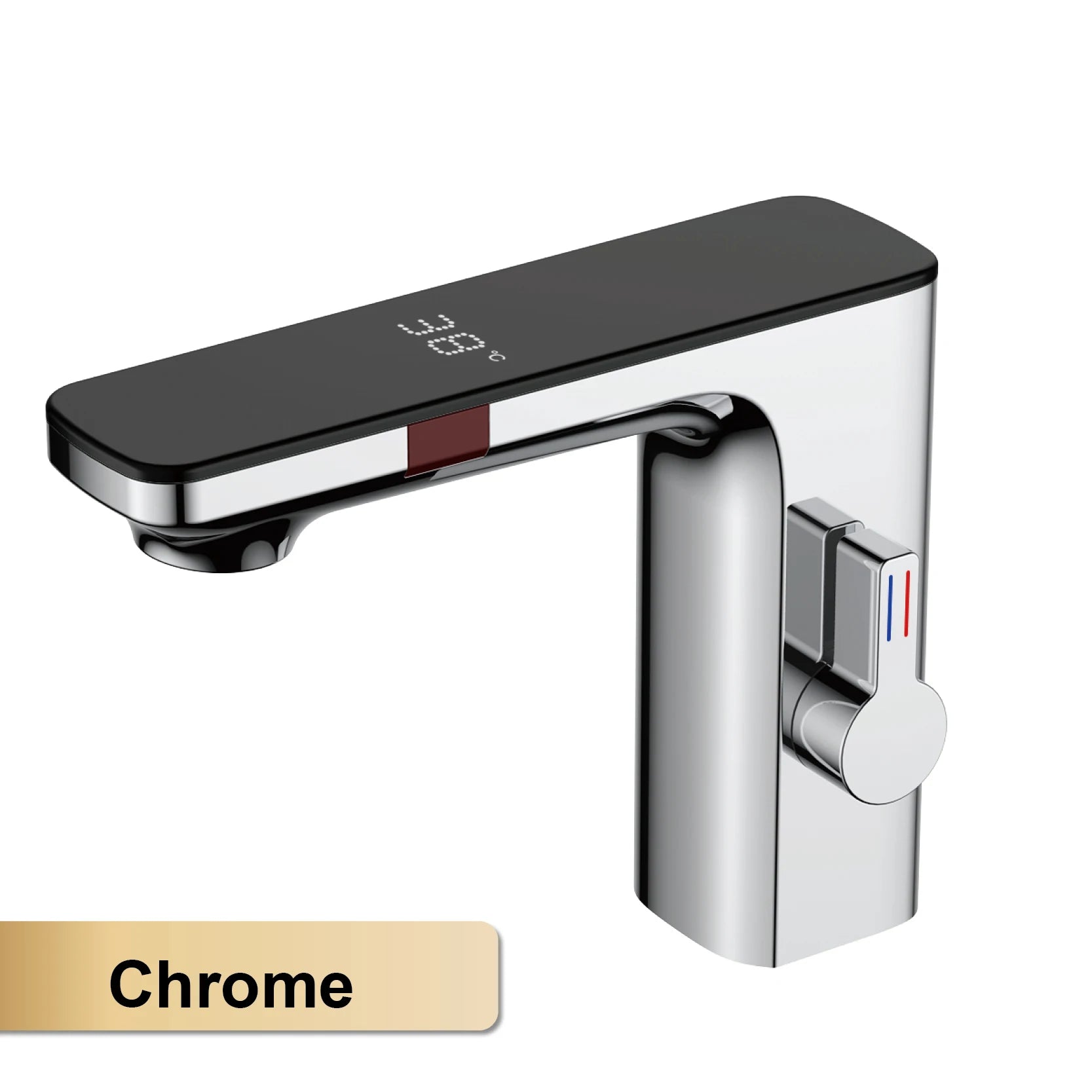 MC THE BLACK DIAMOND LED bathroom sink faucet with temperature display and single handle for hot and cold water.