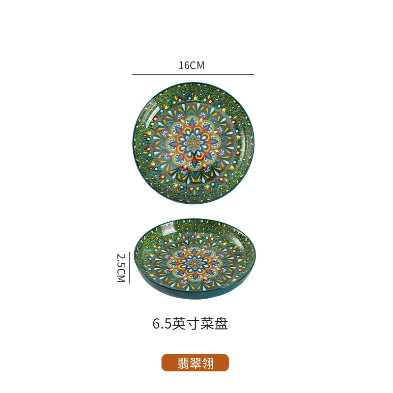 Bohemia ceramic rice bowl serving plate with intricate black diamond design, crafted by ๐๐ ๐๐๐ ๐น๐๐๐๐ ๐ป๐๐๏ฟฝ