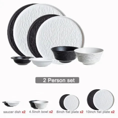 Modern Simplicity black and white porcelain dinner set with ceramic bowls and plates for household or hotel use, by 𝕄𝕔 𝕋𝕙𝕖 𝔹𝕝𝕒𝕔𝕜 𝔻�