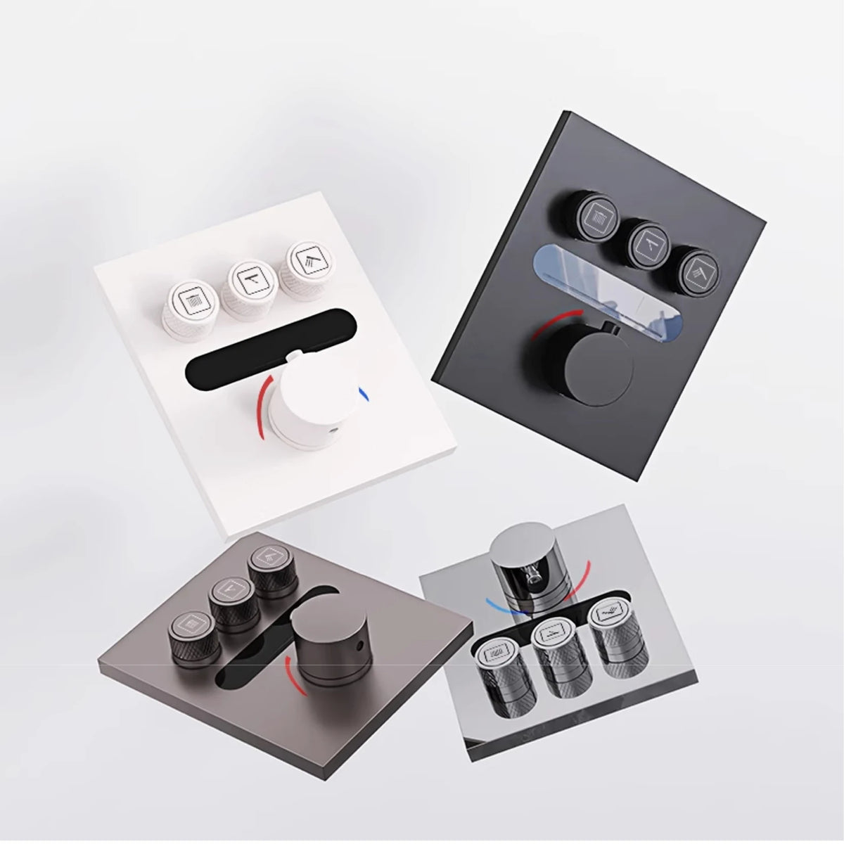 MC THE BLACK DIAMOND shower system with ceiling-mounted bath mixer for hot and cold water, sleek modern design.