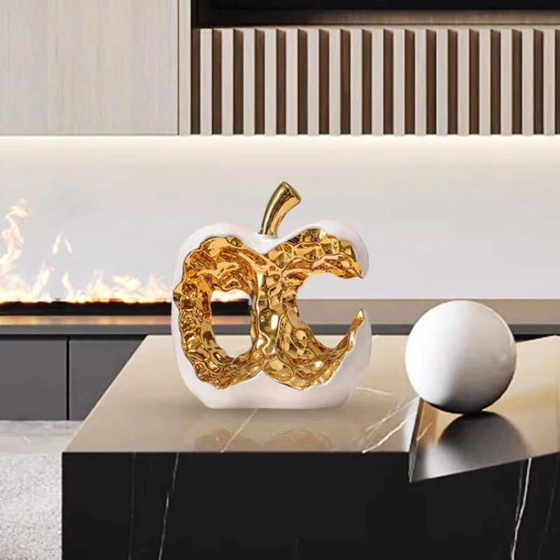 Modern ceramic apple figurine by MC THE BLACK DIAMOND, stylish light luxury home decor ornament, decorative ceramic apple figure