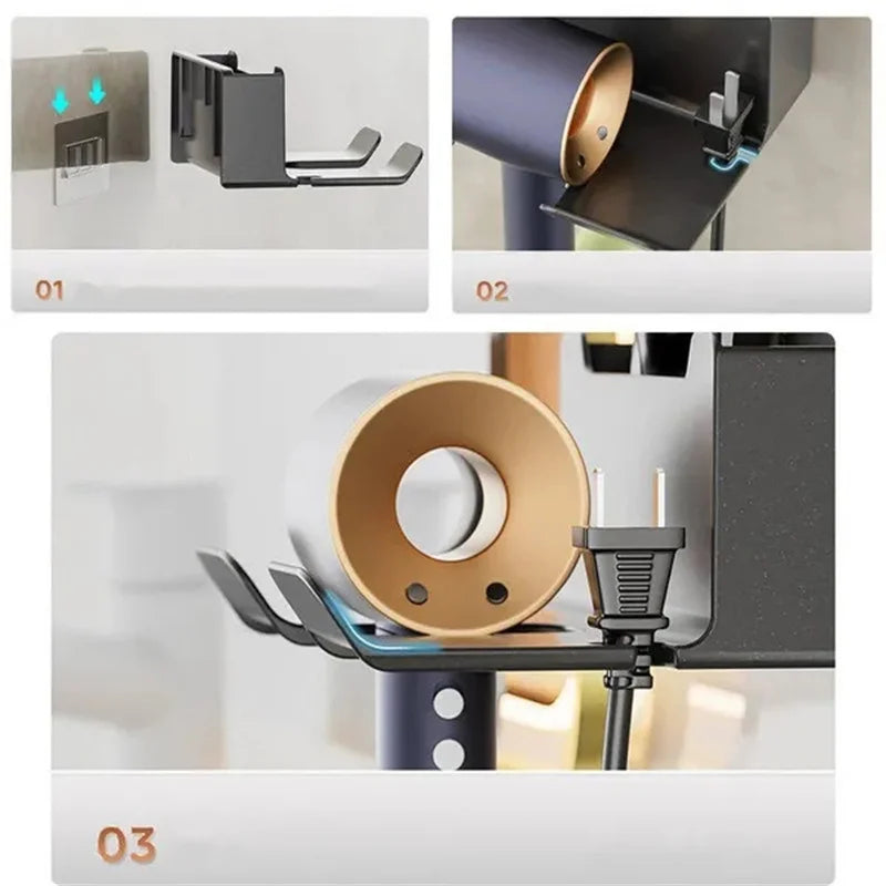 MC THE BLACK DIAMOND hair dryer organizer storage for bathroom, keeps hair dryer and accessories neatly arranged