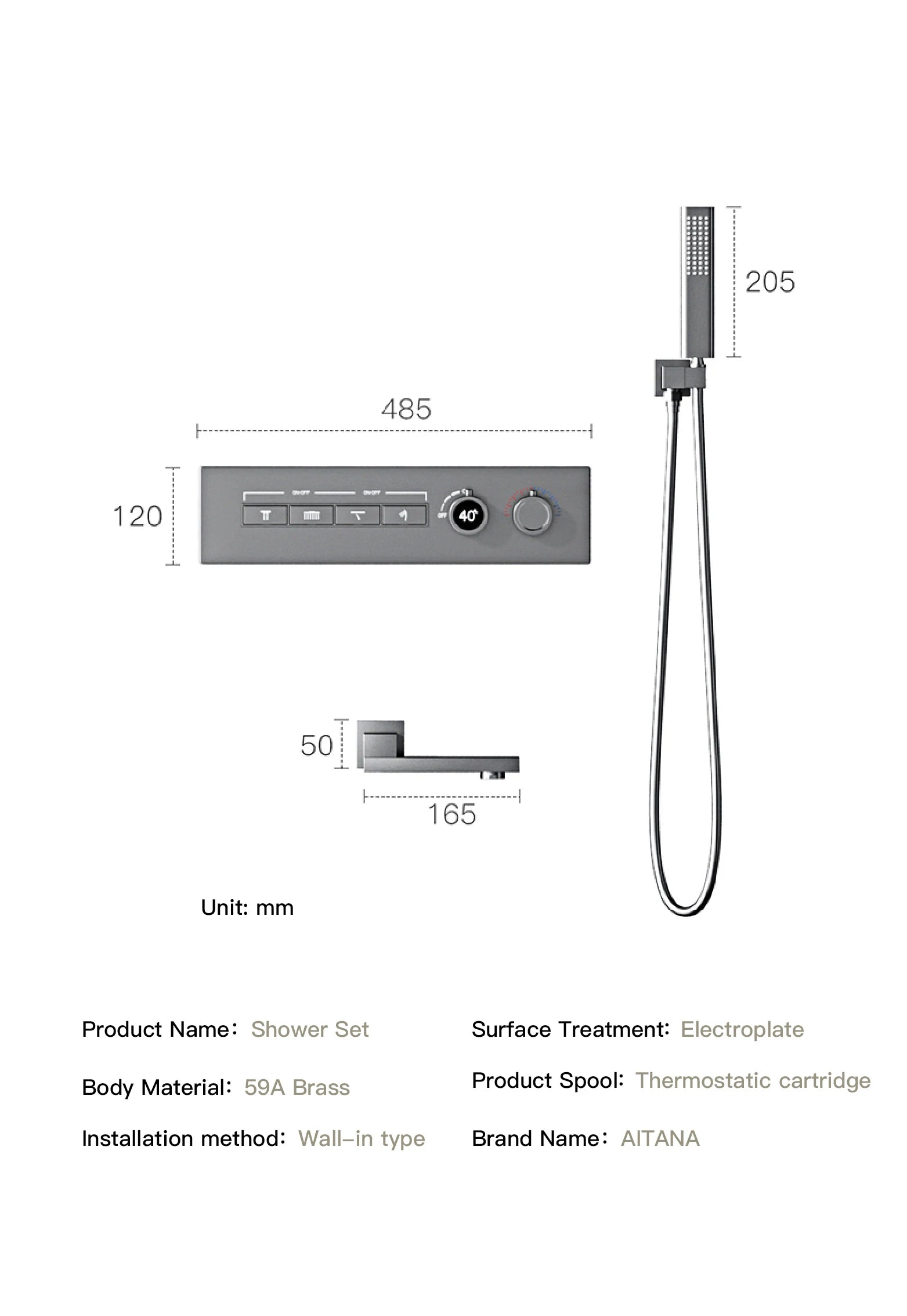 Wall-mounted luxury black brass shower system from 𝕄𝕔 𝕋𝕙𝕖 𝔹𝕝𝕒𝕔𝕜 𝔻𝕚𝕒𝕞𝕠𝕟