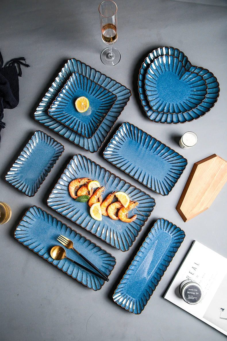 MC THE BLACK DIAMOND Western dinnerware set featuring kiln-variable glaze ceramic tableware for elegant dining.