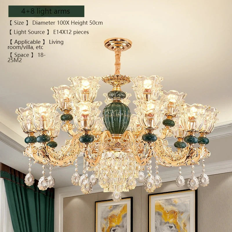 LED crystal ceramic retro chandelier by MC THE BLACK DIAMOND featuring European-style design and elegant lighting fixtures