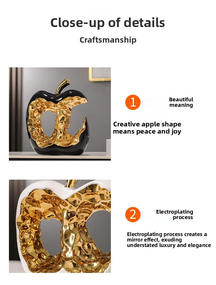Modern ceramic apple ornament by MC THE BLACK DIAMOND, a light luxury home decor figurine with sleek, stylish design.