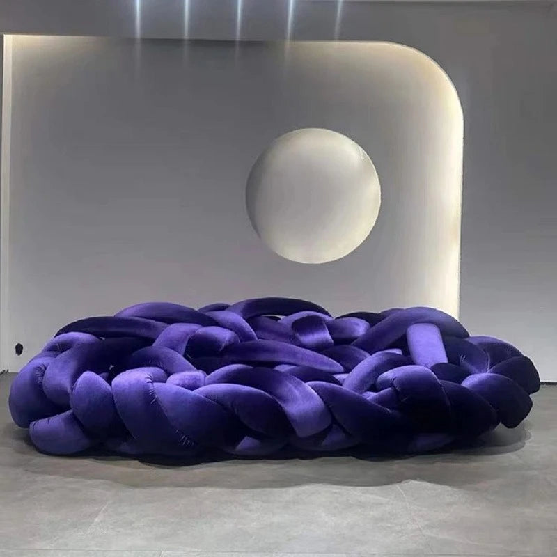 Italian Nordic designer winding woven python luxury sectional sofa by MC THE BLACK DIAMOND with plush cushions and modern style.