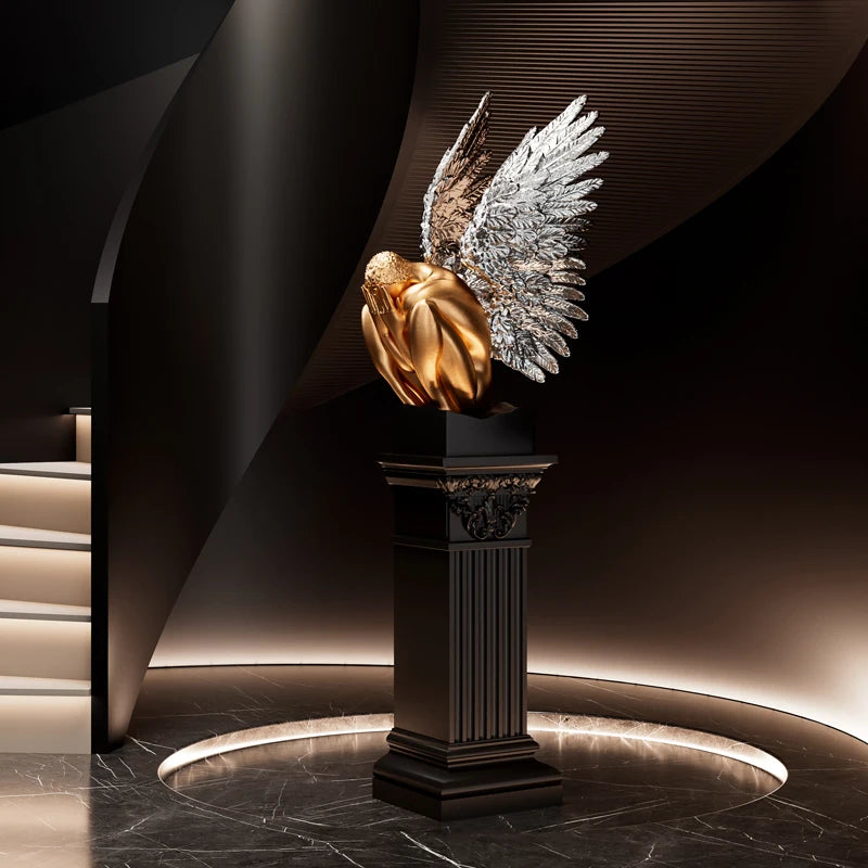 MC THE BLACK DIAMOND desk decoration wings statue featuring intricate wing artwork and detailed craftsmanship.