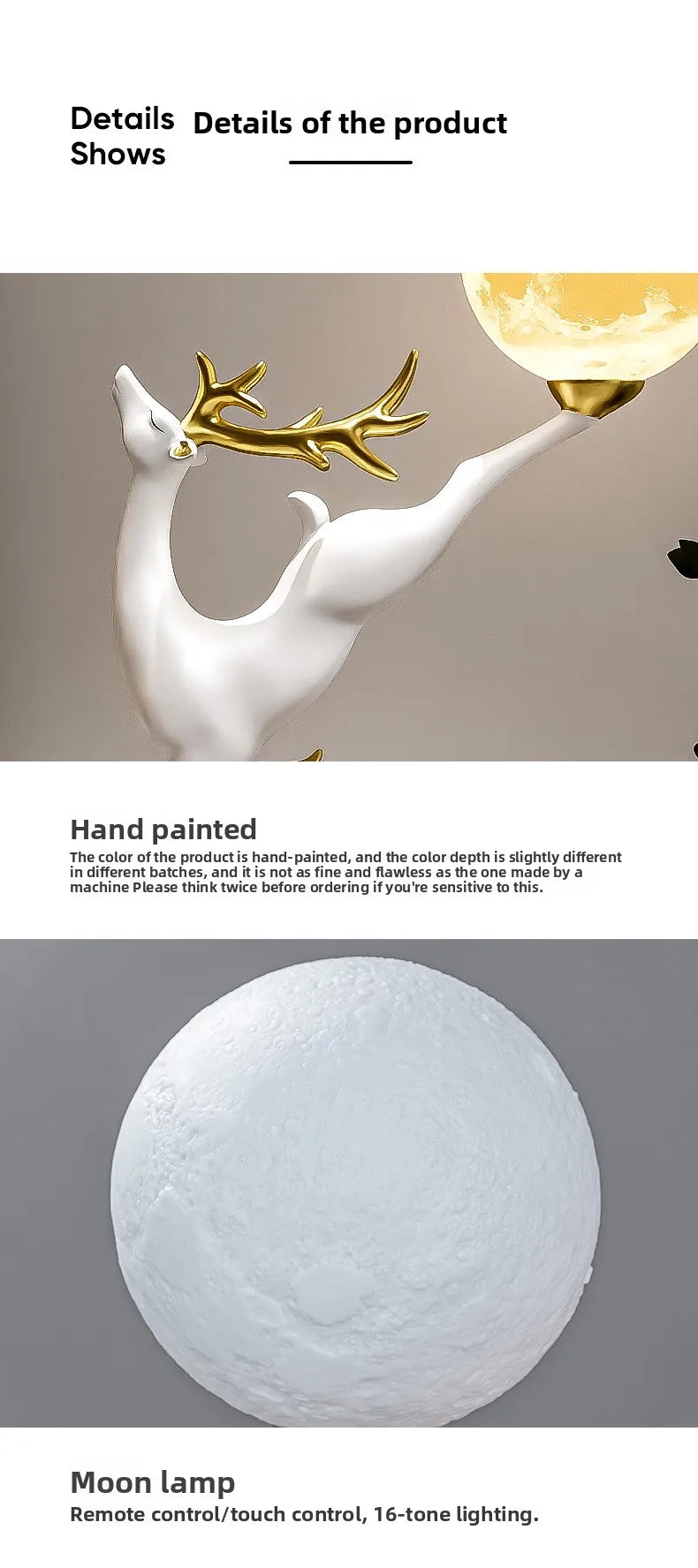 Luxury MC THE BLACK DIAMOND deer figurine for living room decor, displayed on a TV cabinet, adds elegant woodland charm.