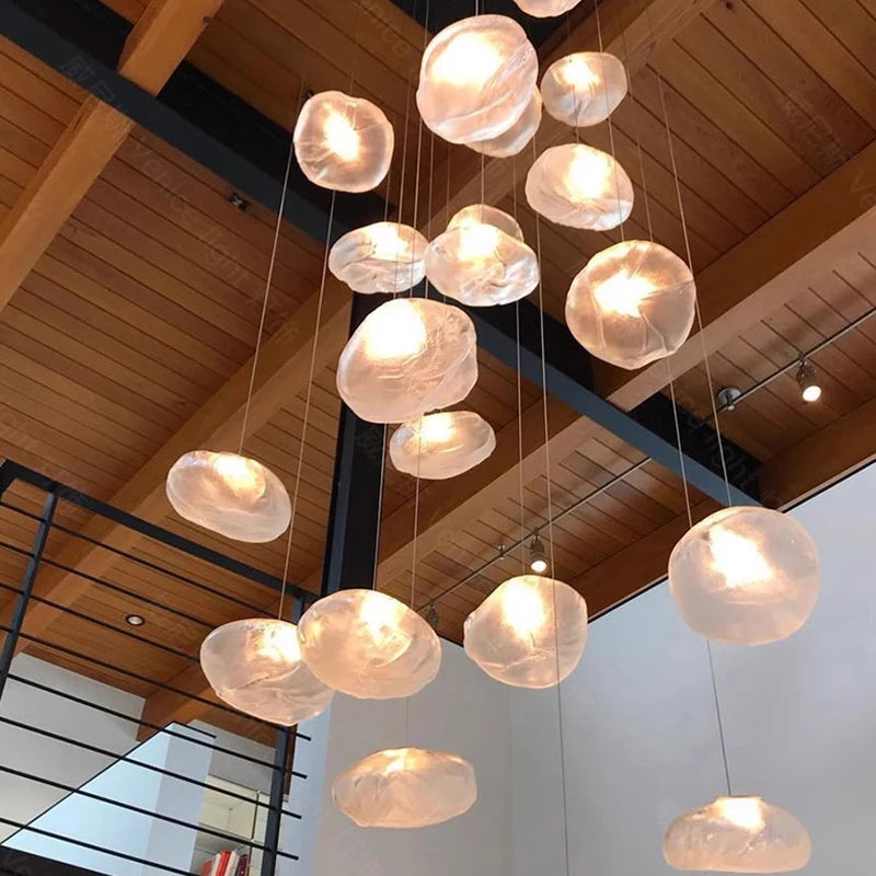 Modern home decoration crystal chandelier by MC THE BLACK DIAMOND, showcasing elegant hanging crystals and intricate lighting fixtures.