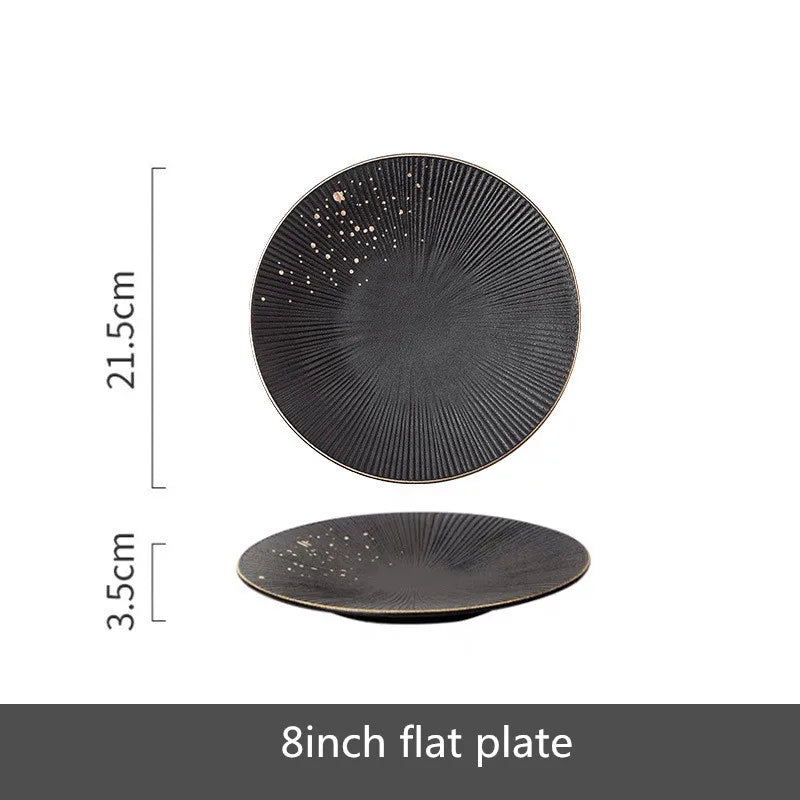 Set of ceramic dinnerware bowls and cutlery from MC THE BLACK DIAMOND kitchen dishes ceramic tableware set.