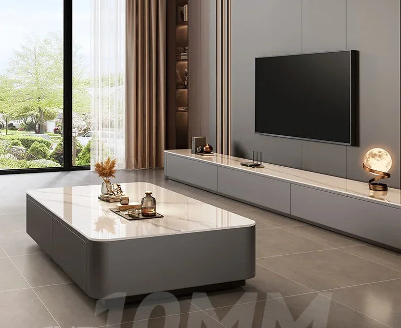Luxury TV stand by MC THE BLACK DIAMOND, sleek home decor piece with a modern design, featuring a smooth surface and stylish finish.