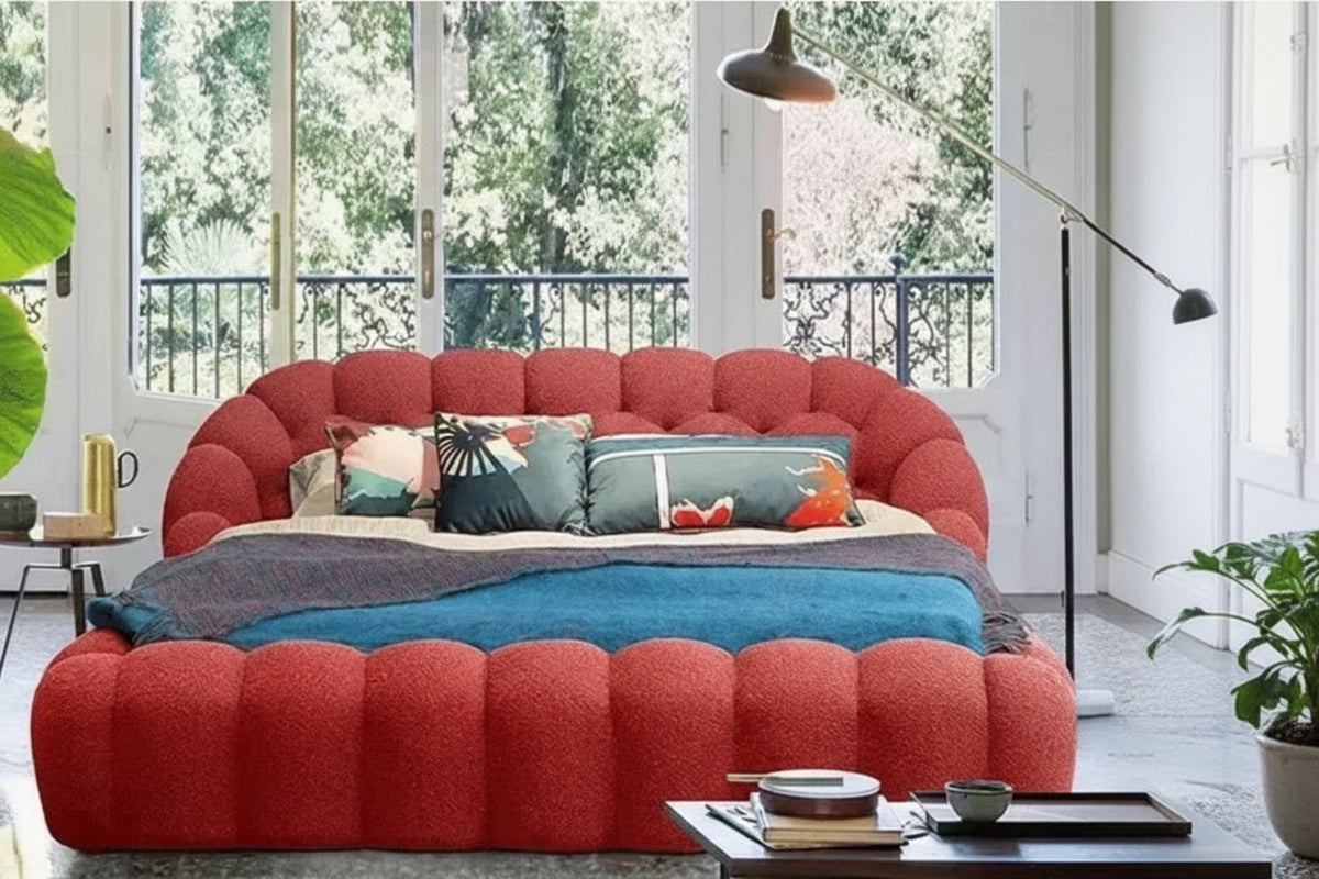 Modern black MC THE BLACK DIAMOND platform double bed with sleek design in a bedroom setting.