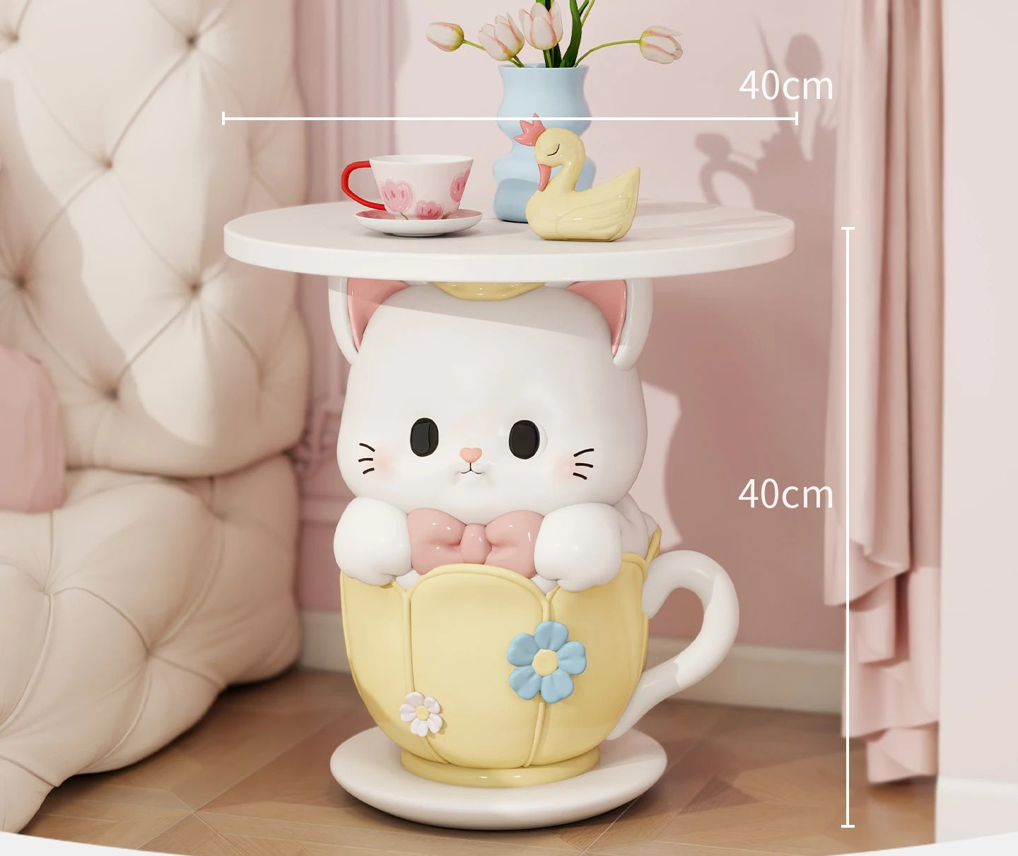 Kawaii room decor coffee table, MC THE BLACK DIAMOND brand, stylish end table with cute design, perfect for modern living spaces.