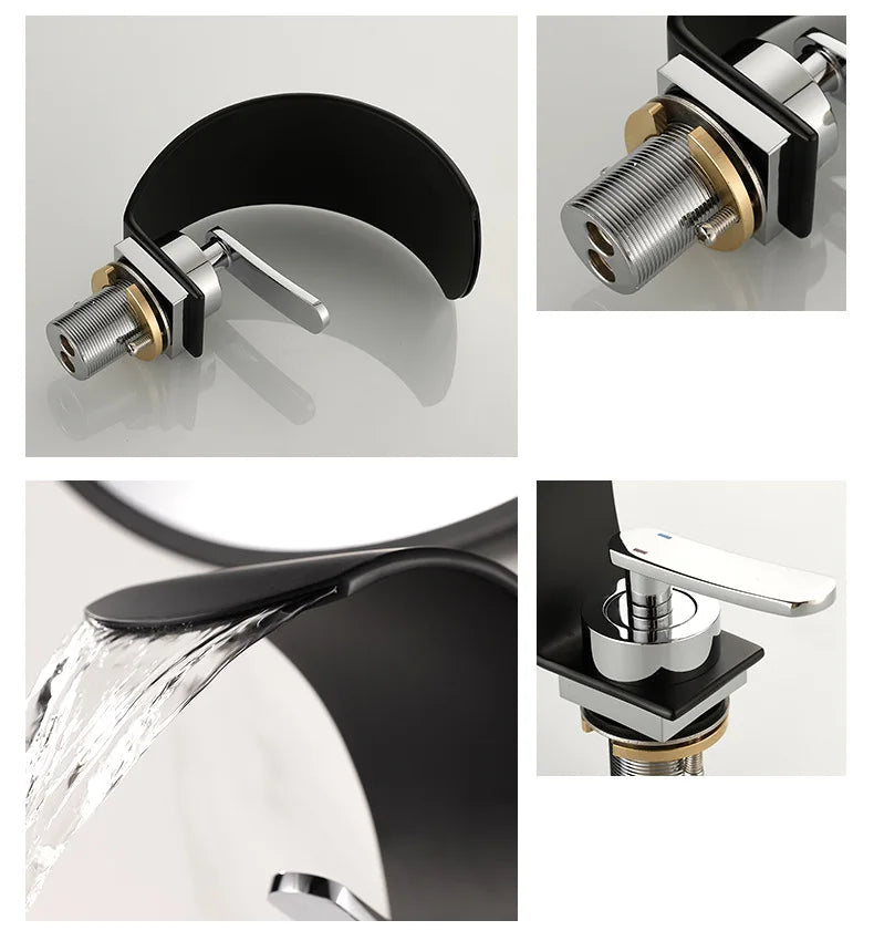 Black and white hot and cold water hydrant iron bathroom sink faucet by MC THE BLACK DIAMOND with modern design