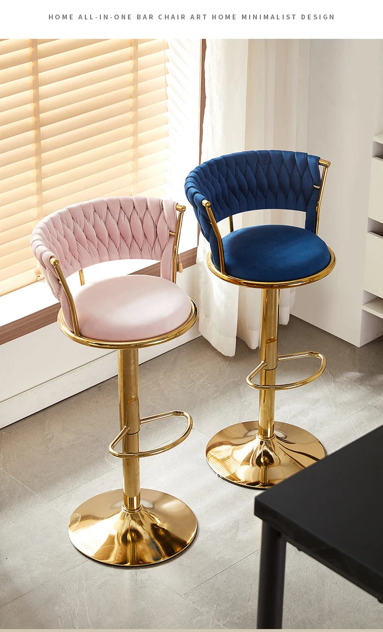 Adjustable MC THE BLACK DIAMOND Nordic high foot stool chair with modern design and sleek black finish.