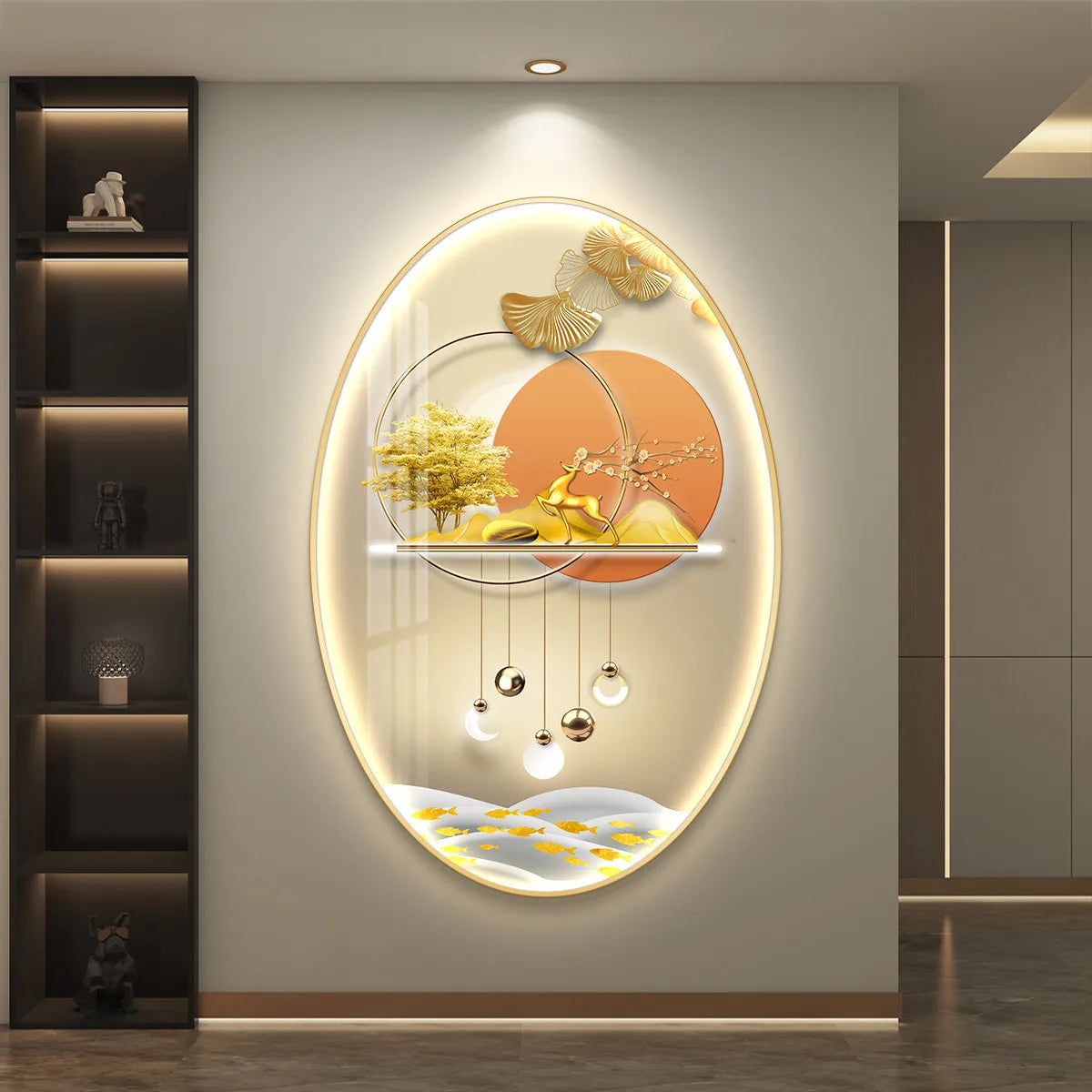 Aesthetic LED wall decor painting poster by MC THE BLACK DIAMOND, luminous artwork for modern living room and corridor decor.