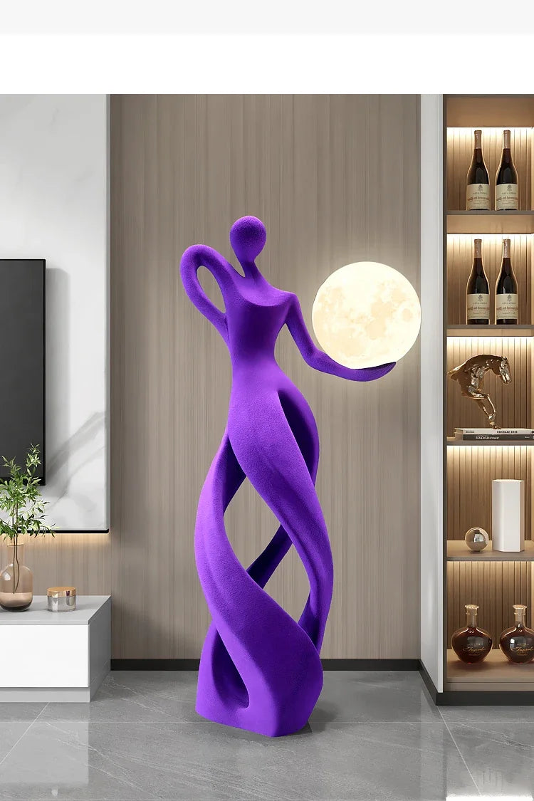 Modern flocking art statue sculpture by MC THE BLACK DIAMOND, decorative home decor piece with textured black finish.