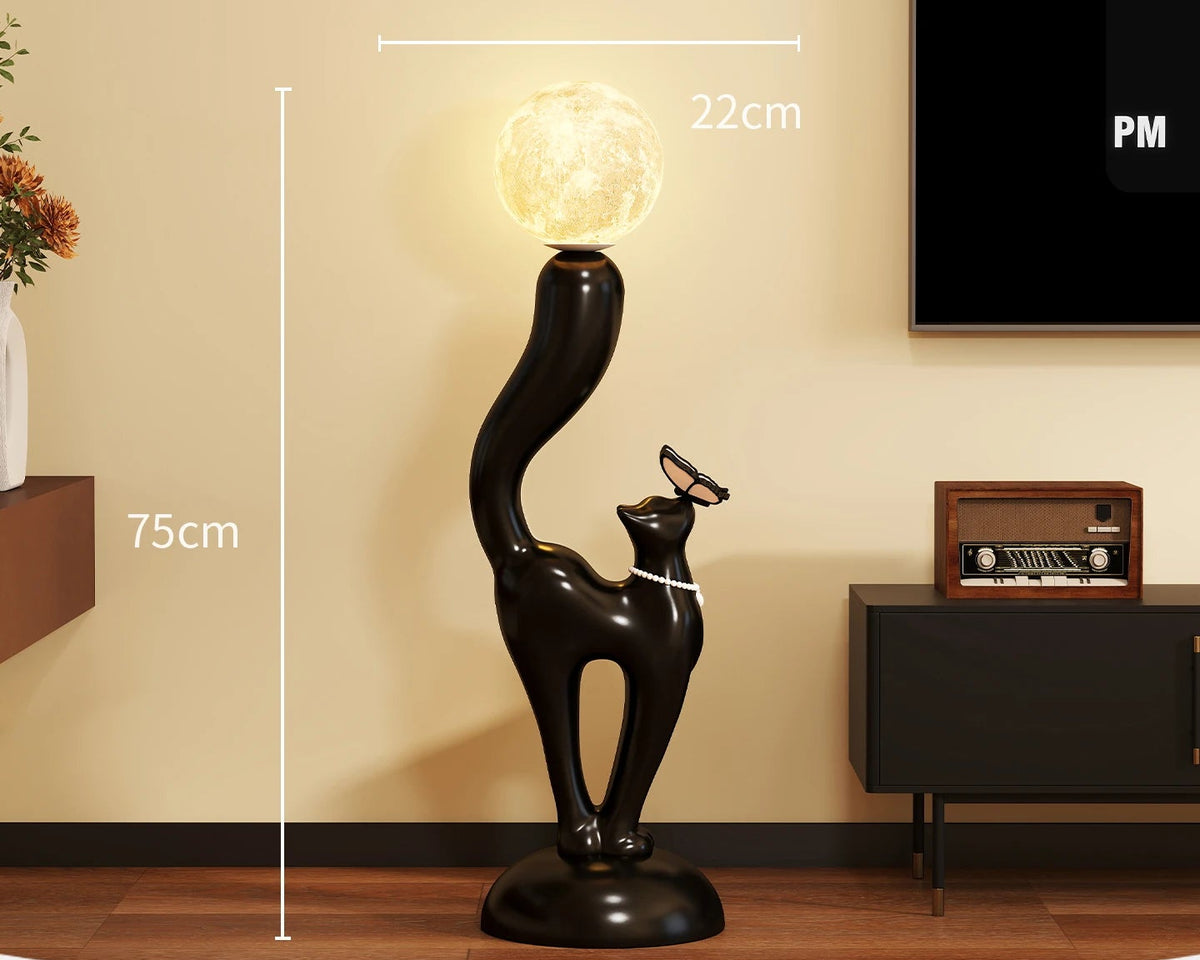 Creative black cat statue figurine by MC THE BLACK DIAMOND, decorative floor ornament for home decor.