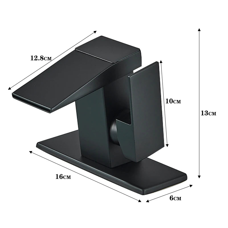 MC THE BLACK DIAMOND LED washbasin waterfall faucet with deck mount mixer for bathroom sinks, featuring modern design and water flow.