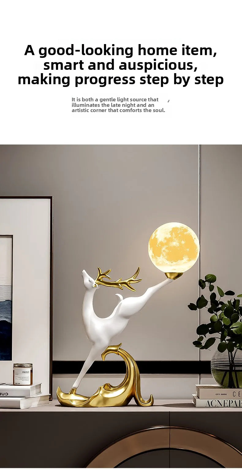 Luxury MC THE BLACK DIAMOND deer figurine for home decor, ideal for living room or TV cabinet display.
