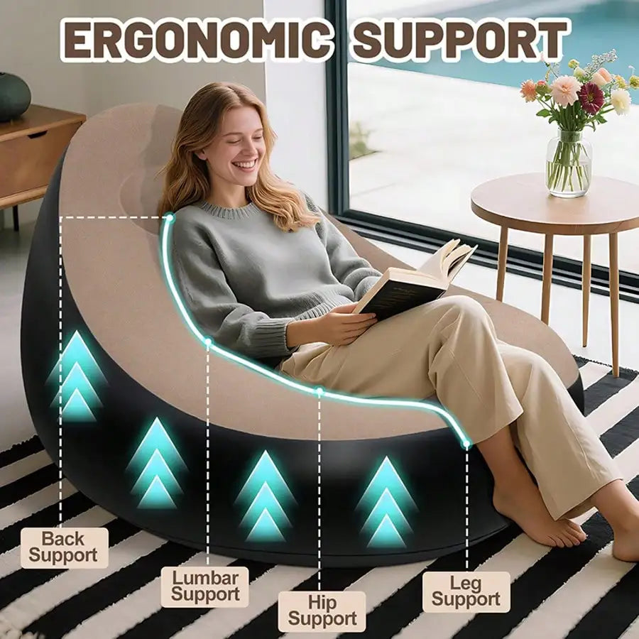 Flocked inflatable Lazy Sofa chair by 𝕄𝕔 𝕋𝕙𝕖 𝔹𝕝𝕒𝕔𝕜 𝔻𝕚𝕒𝕞𝕠𝕟�