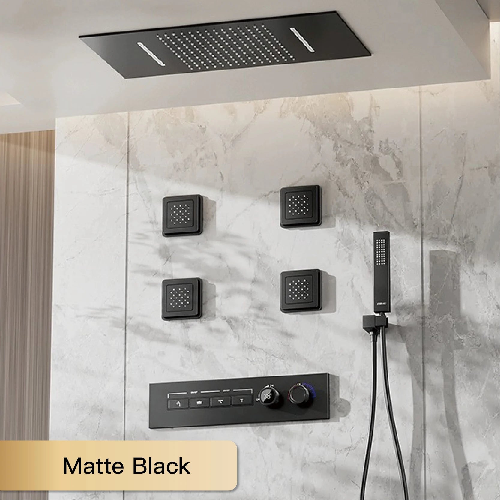 MC THE BLACK DIAMOND LED digital display dual control bathroom shower faucet with hot and cold water controls