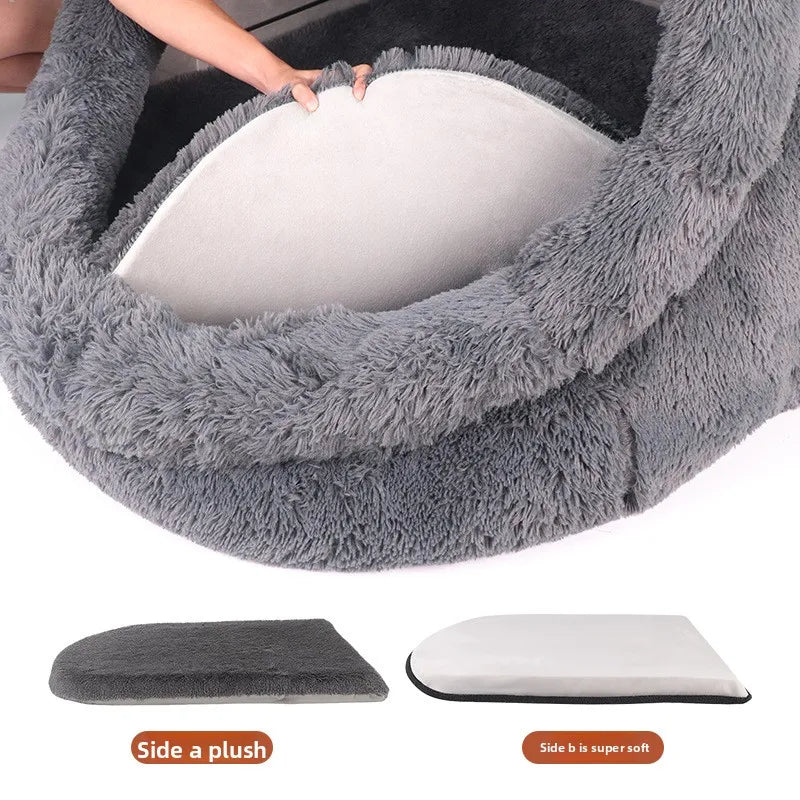 MC THE BLACK DIAMOND pet bed cave suitable for both humans and pets, cozy hideaway with soft interior for comfort.