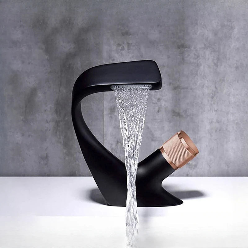 MC THE BLACK DIAMOND hot and cold water bathroom sink faucet with G1/2 thread for wash basin installation.