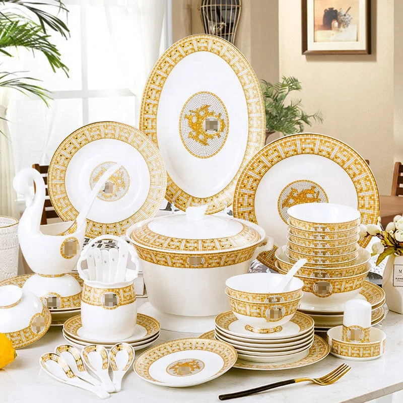 MC THE BLACK DIAMOND luxury dinnerware set featuring elegant tableware with a sophisticated light luxury style, perfect for dining.