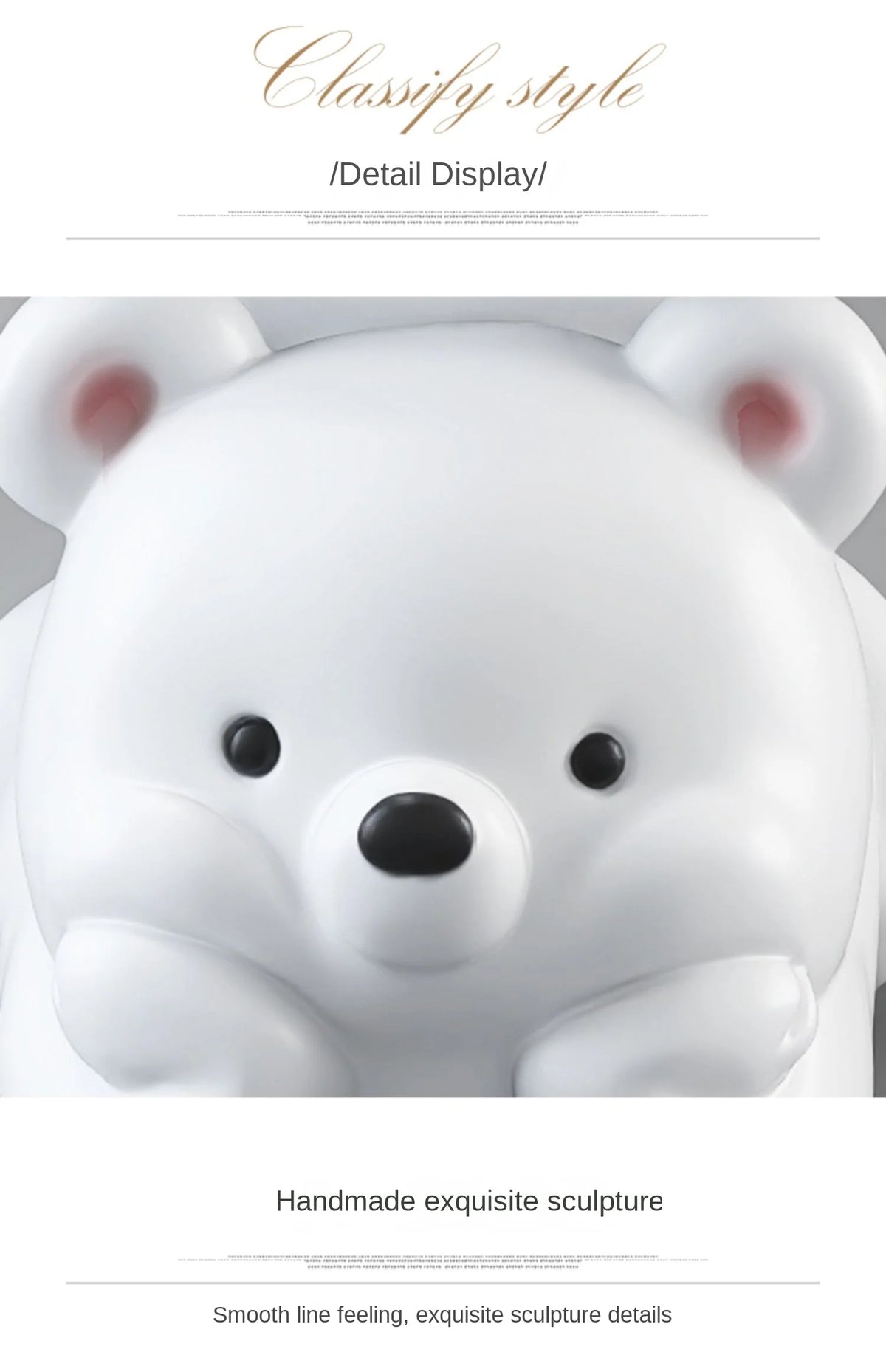 Cream bear-shaped end table by MC THE BLACK DIAMOND, living room floor ornament and home accessory with a cute, sculpted design.